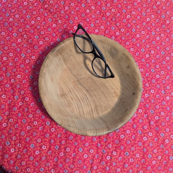 Vintage Primitive Wood Oak Bowl Handmade Artisan Boho Rustic Cottage Core - Picture 3 of 7